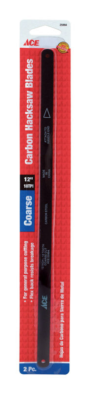 Ace 12 in. Carbon Steel Hacksaw Blade 18 TPI 2 pk