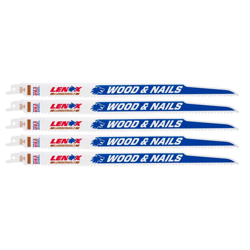 Lenox LUMBERWOLF 12 in. Bi-Metal Reciprocating Saw Blade 6 TPI 5 pk