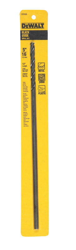 DeWalt Black & Gold 5/16 in. X 12 in. L High Speed Steel Split Point Aircraft Drill Bit Straight Sha