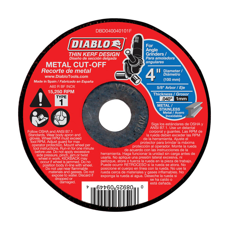 Diablo 4 in. D X 5/8 in. Aluminum Oxide Metal Cut-Off Disc 1 pk