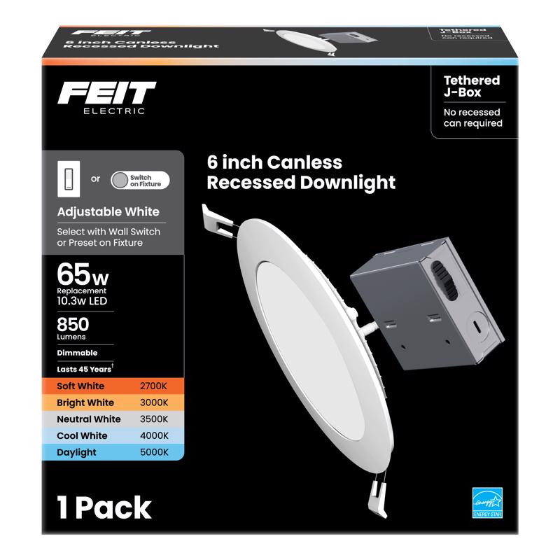 Feit LED Retrofits White 7.1 in. W LED Canless Recessed Downlight 13 W