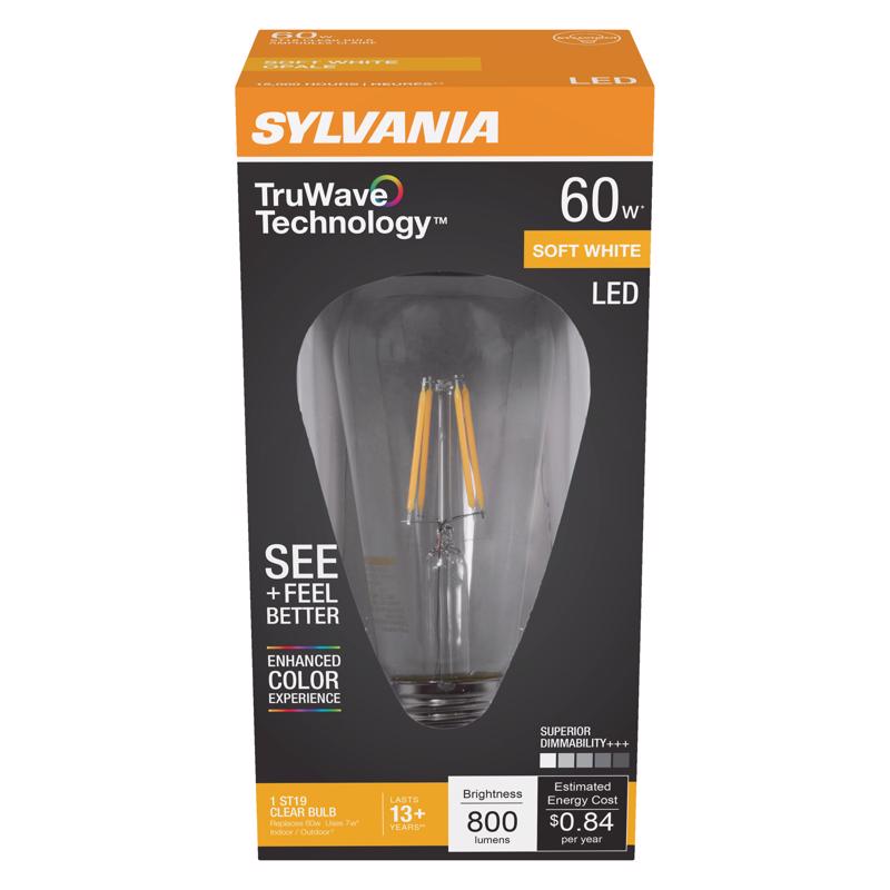 Sylvania TruWave ST19 E26 (Medium) LED Bulb Soft White 60 Watt Equivalence 1 pk