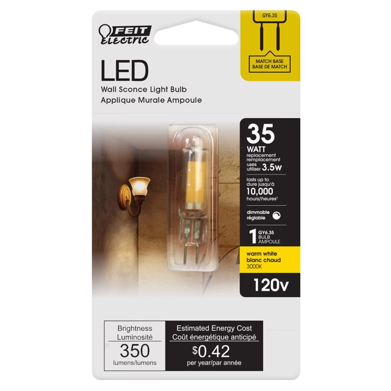 Feit T4 GY6.35 LED Bulb Bright White 35 Watt Equivalence 1 pk