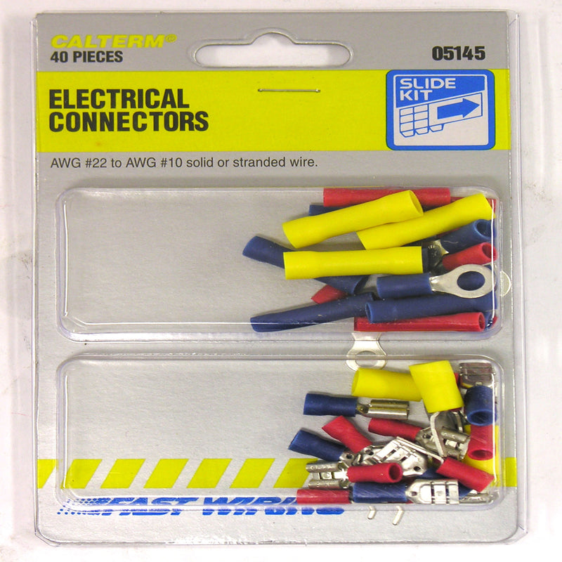 Calterm 22-10 AWG Solid/Stranded Terminal and Connector Kit Assorted 40 pc