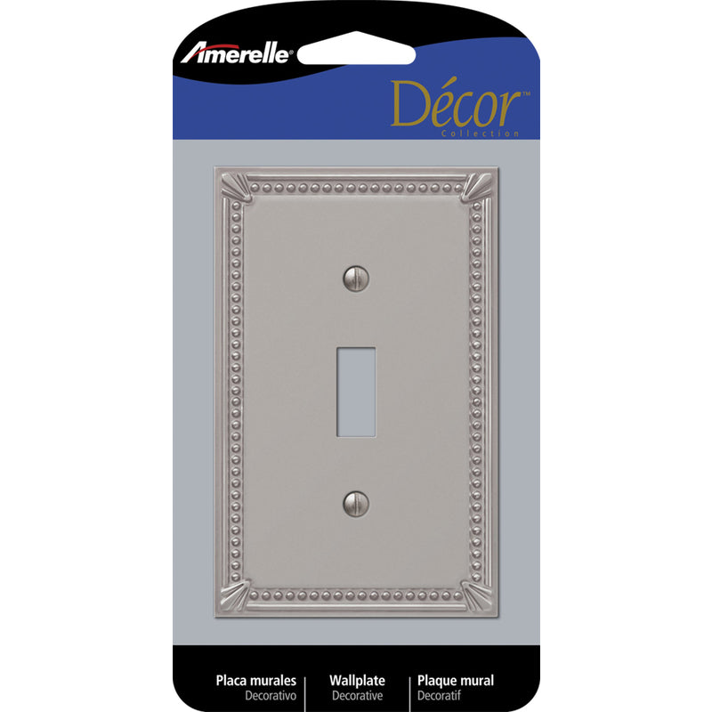 Amerelle Imperial Bead Brushed Nickel 1 gang Metal Toggle Wall Plate 1 pk