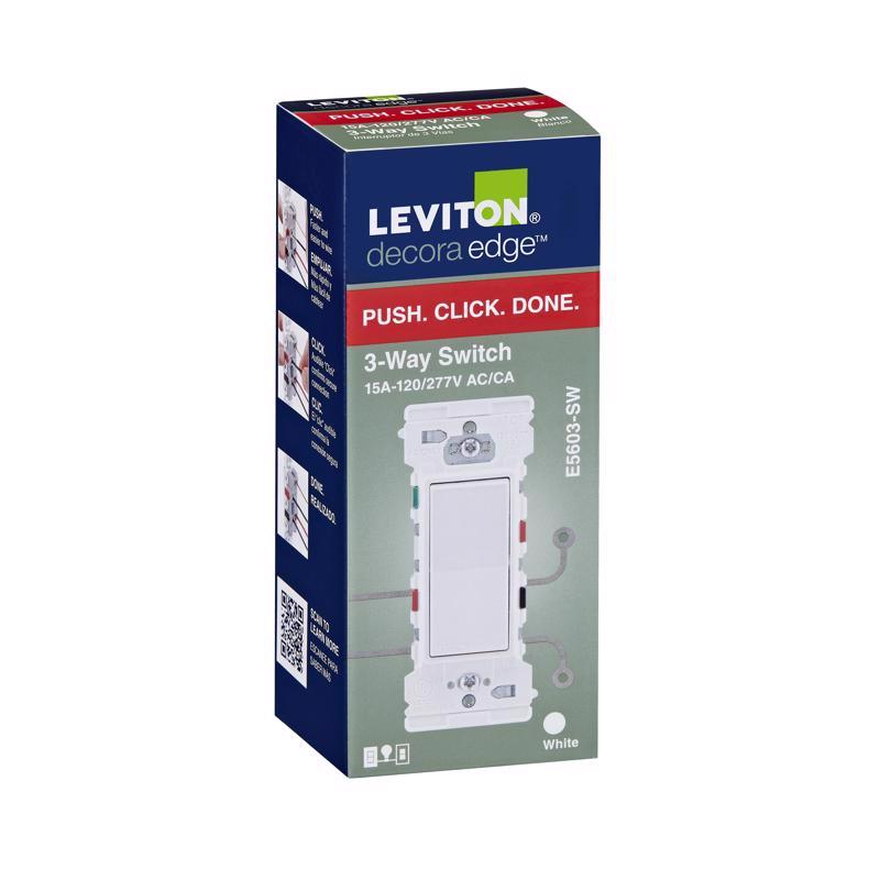 Leviton Lever Edge 15 amps 3-Way Rocker Switch White 1 pk