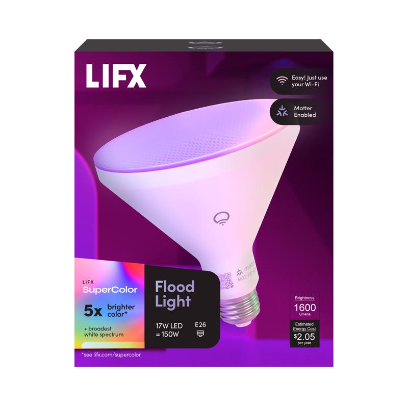 LIFX Smart Home PAR38 E26 (Medium) Smart-Enabled LED Bulb Color Changing 150 Watt Equivalence 1 pk