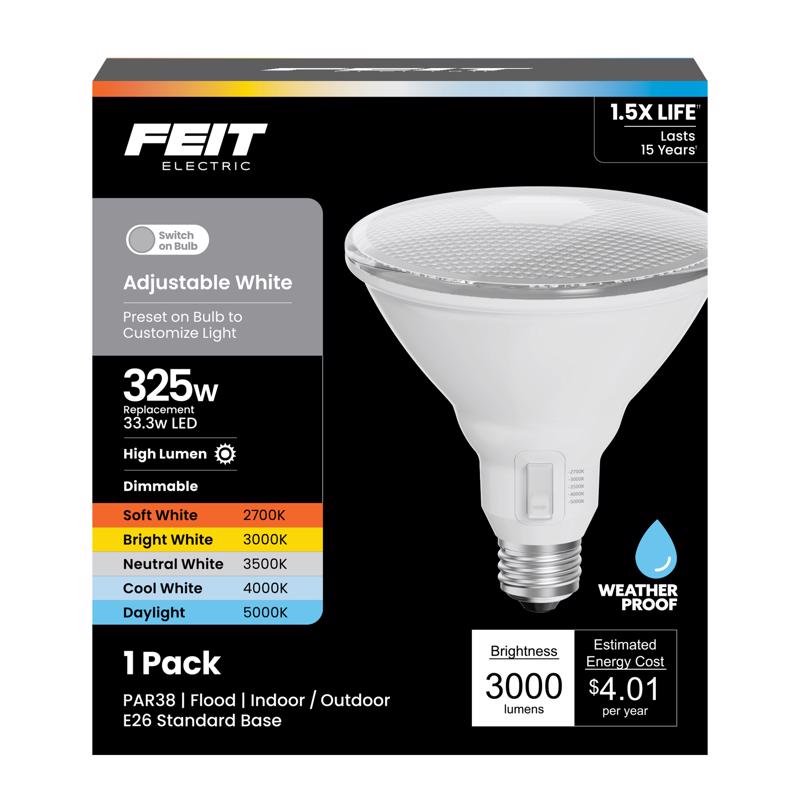 Feit PAR38 E26 (Medium) LED Floodlight Bulb Adjustable White 325 Watt Equivalence 1 pk