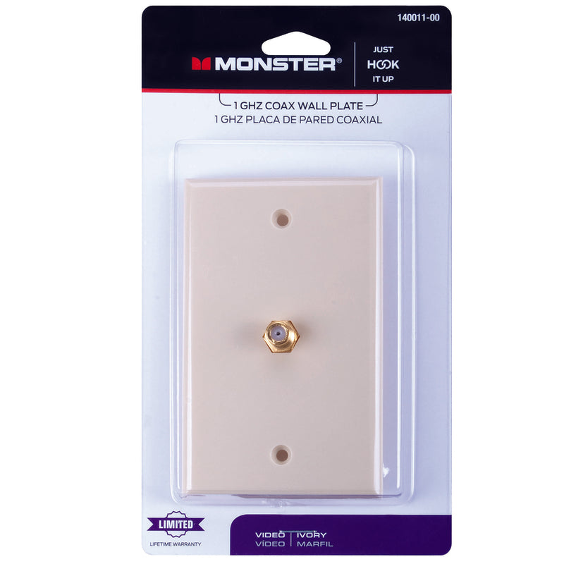 Monster Just Hook It Up Ivory 1 gang Plastic Coaxial Wall Plate 1 pk