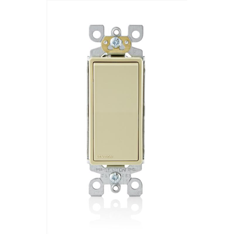 Leviton Decora 15 amps Three Pole Rocker AC Quiet Switch Ivory 1 pk