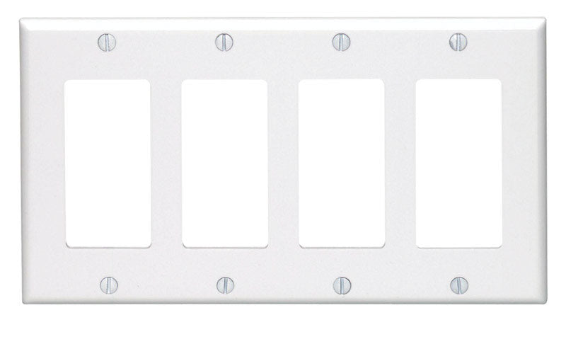 Leviton White 4 gang Thermoset Plastic Decorator Wall Plate 1 pk