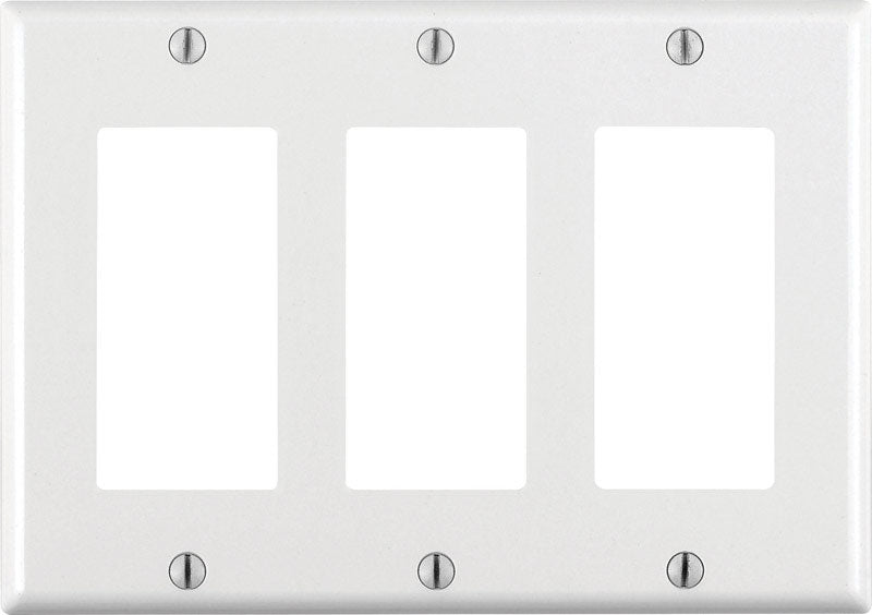 Leviton White 3 gang Thermoset Plastic Decorator Wall Plate 1 pk