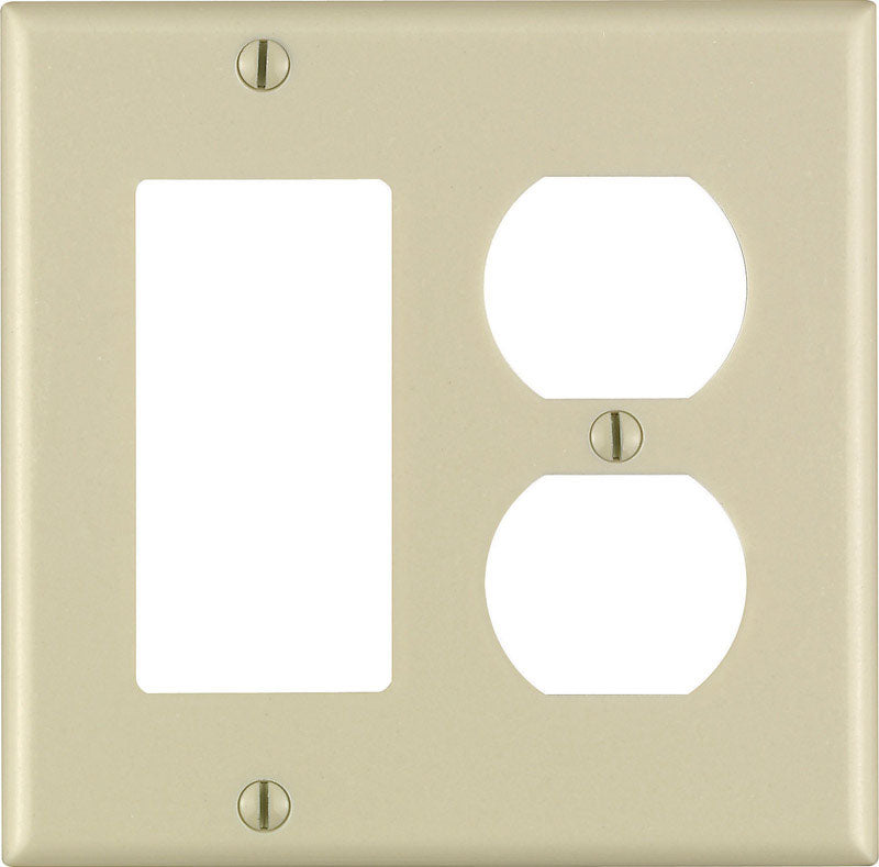 Leviton Ivory 2 gang Plastic Decorator/Duplex Wall Plate 1 pk