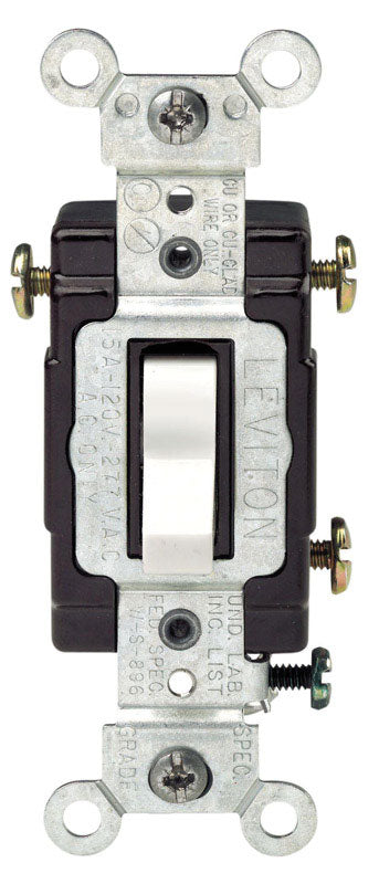 Leviton 15 amps 3-Way Toggle AC Quiet Switch White 1 pk