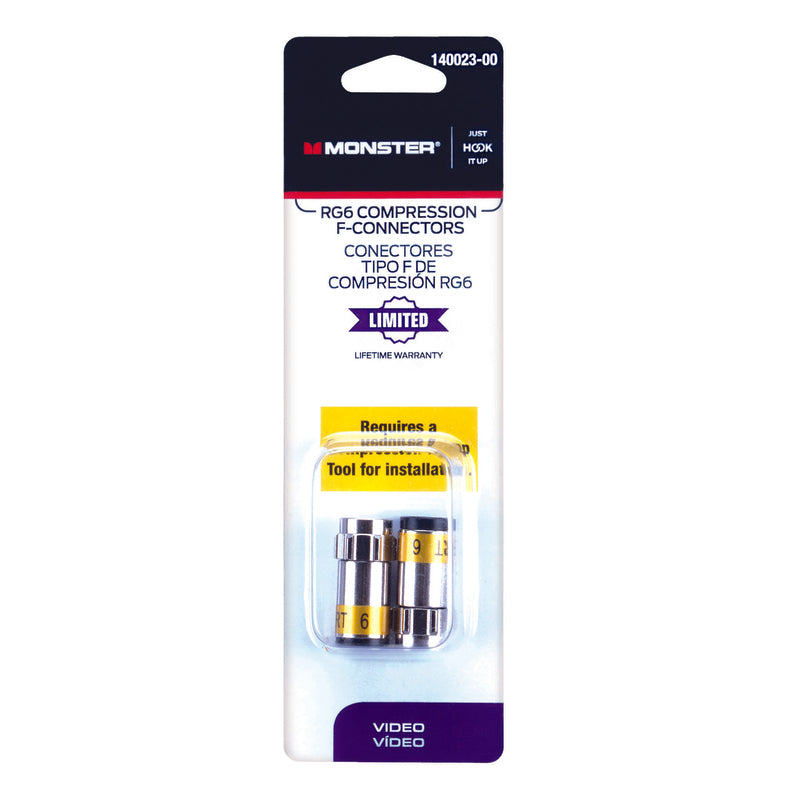 Monster Just Hook It Up Compression RG6 Compression Connector 2 pk
