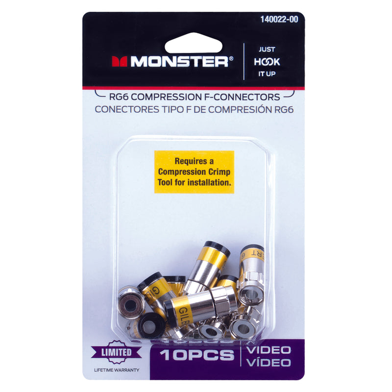 Monster Just Hook It Up Compression RG6 Compression Connector 10 pk