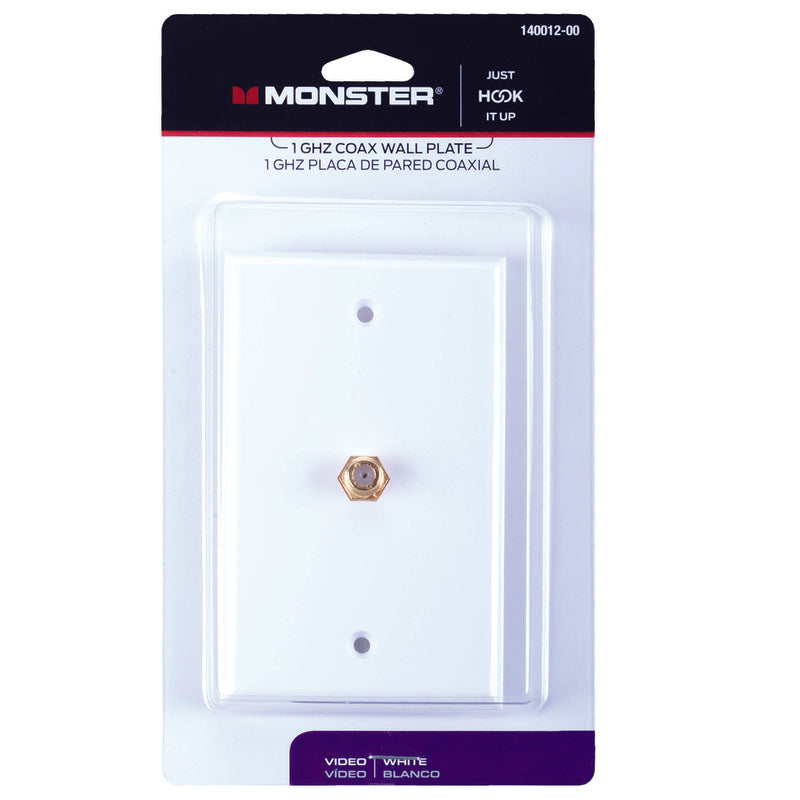 Monster Just Hook It Up White 1 gang Plastic Coaxial Wall Plate 1 pk