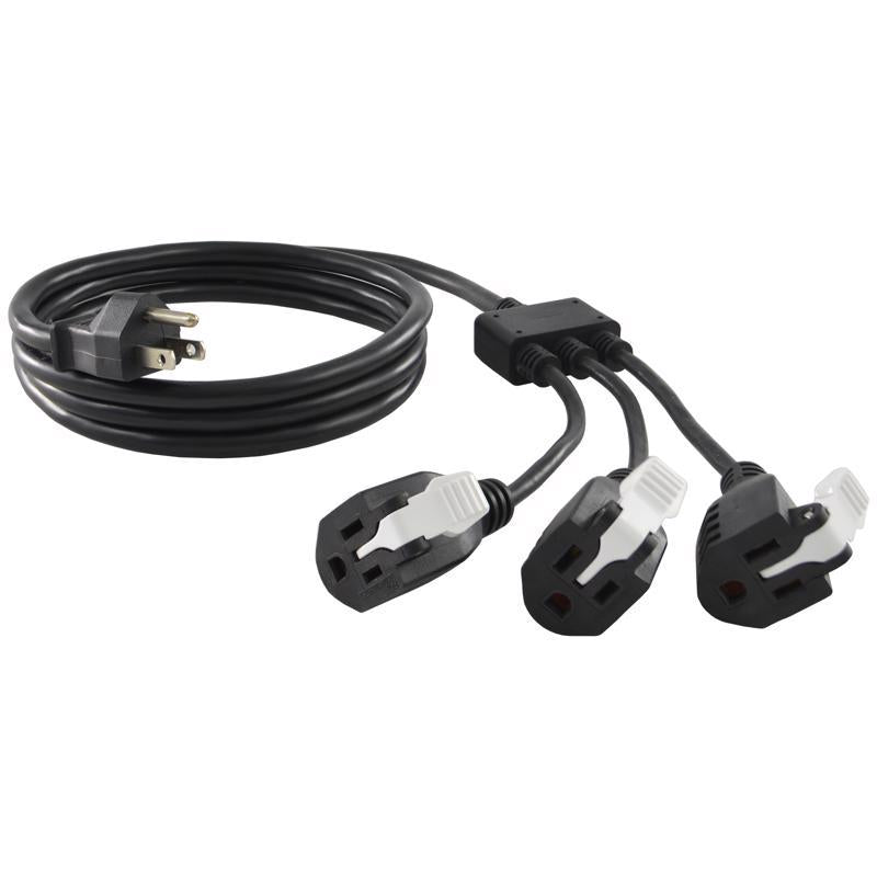 Conntek Indoor 6 ft. L Black 1 to 3 Outlet Cord 14/3 SJT 18/3 SVT