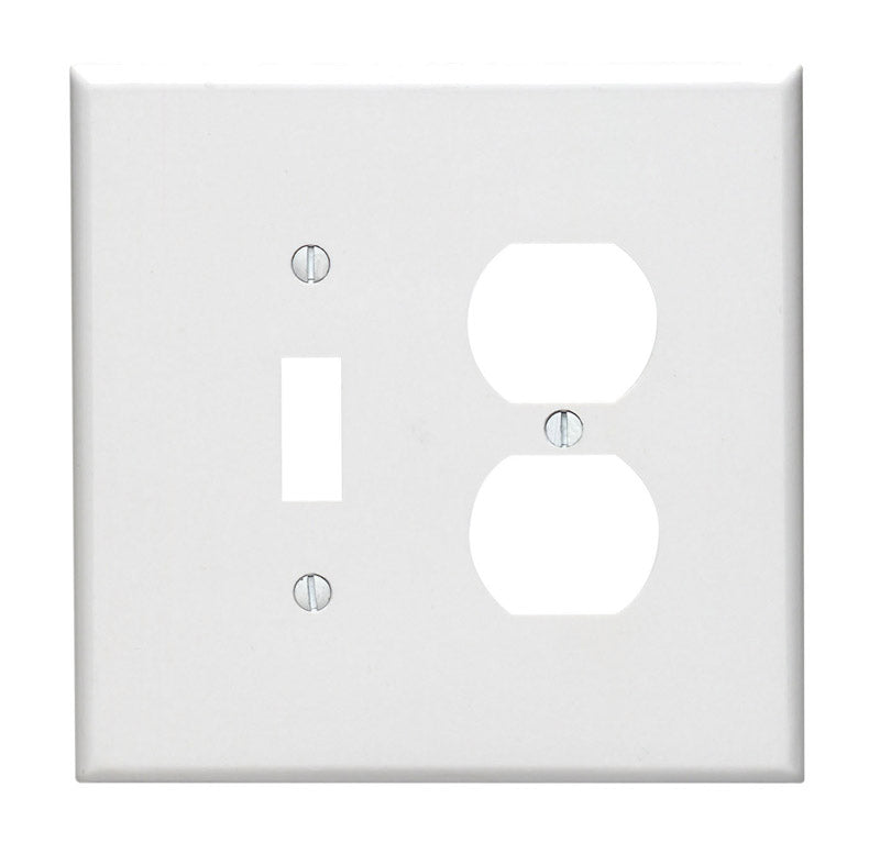 Leviton White 2 gang Thermoset Plastic Duplex/Toggle Wall Plate 1 pk