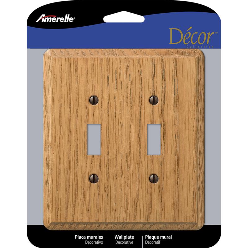Amerelle Contemporary Light Brown 2 gang Wood Toggle Wall Plate 1 pk