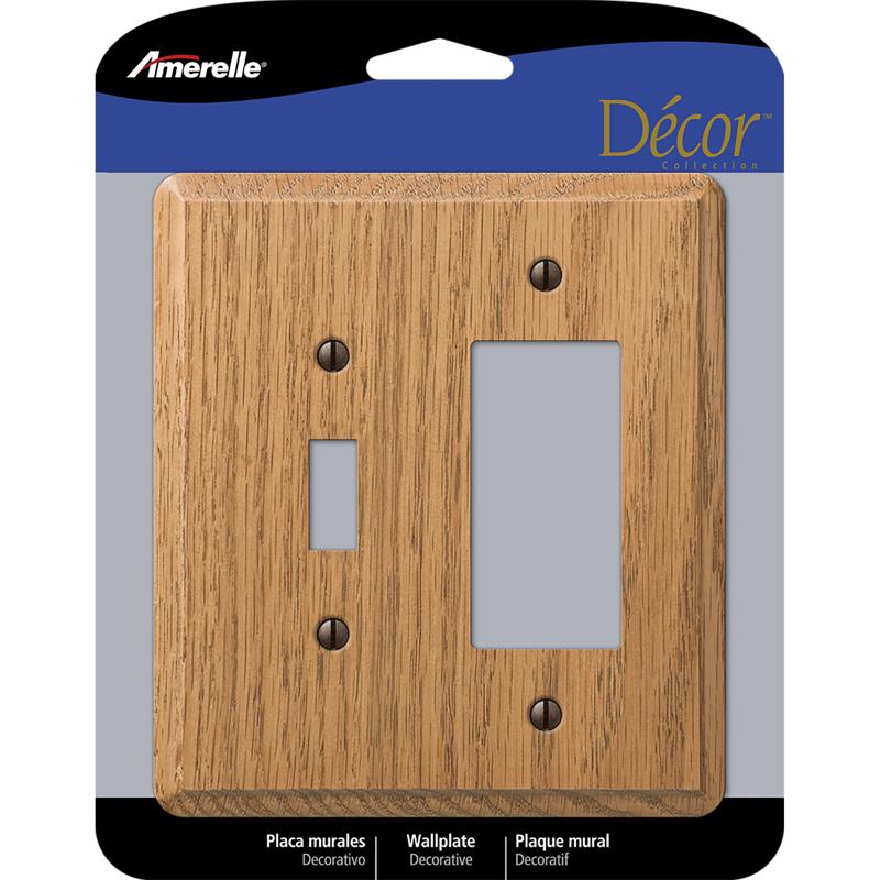 Amerelle Contemporary Brown 2 gang Wood Decorator/Toggle Wall Plate 1 pk
