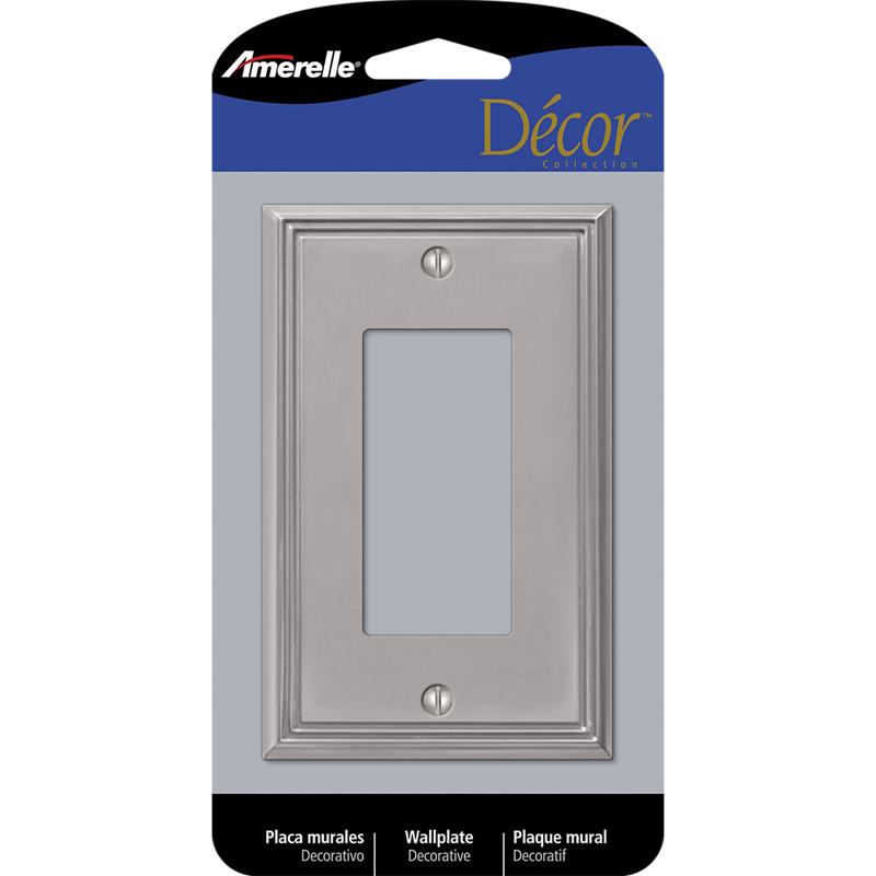 Amerelle Metro Brushed Nickel 1 gang Die-Cast Metal Decorator Wall Plate 1 pk