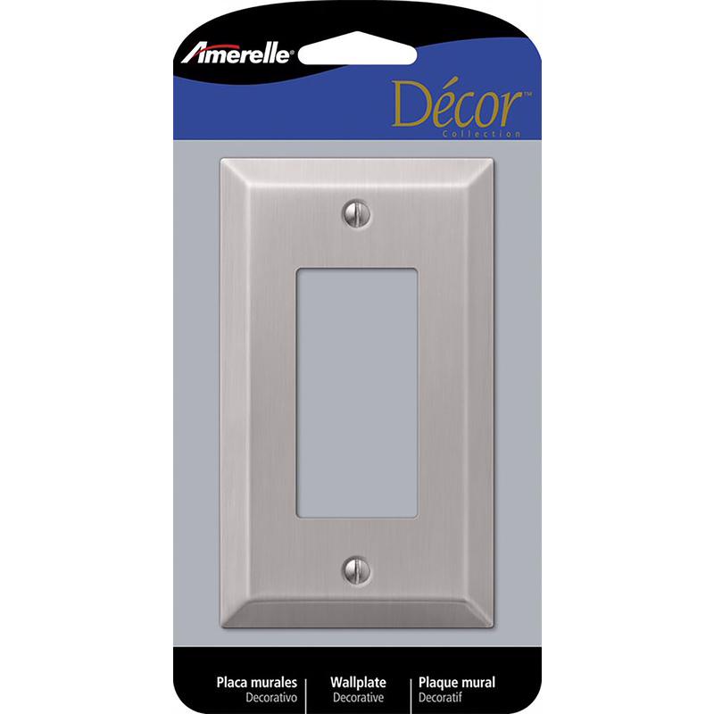 Amerelle Century Brushed Nickel 1 gang Stamped Steel Decorator Wall Plate 1 pk