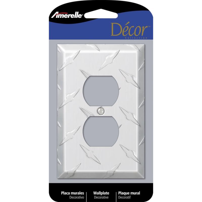 Amerelle Diamond Magnesium 1 gang Stamped Aluminum Duplex Wall Plate 1 pk