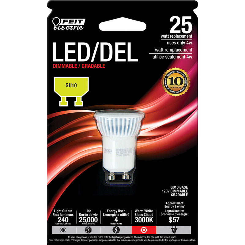 Feit MR11 GU10 LED Bulb Warm White 25 Watt Equivalence 1 pk