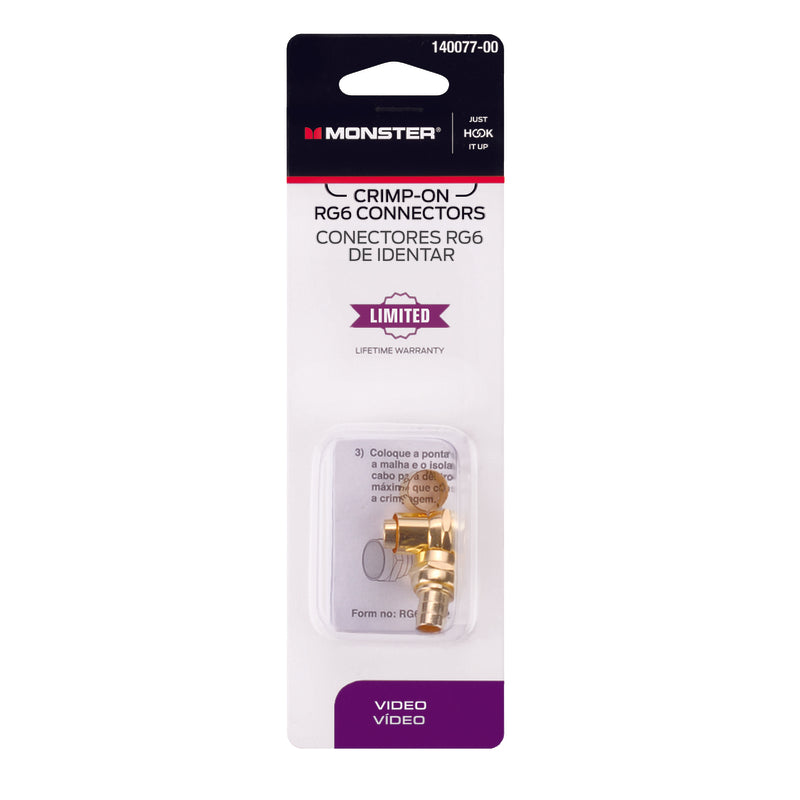 Monster Just Hook It Up Crimp-On RG6 Coaxial Connector 2 pk