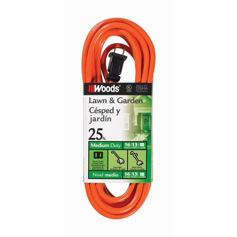 Woods Outdoor 25 ft. L Orange Extension Cord 16/2
