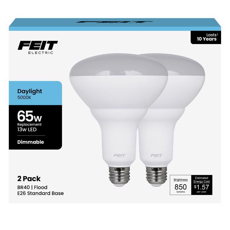 Feit BR40 E26 (Medium) LED Bulb Daylight 65 Watt Equivalence 2 pk