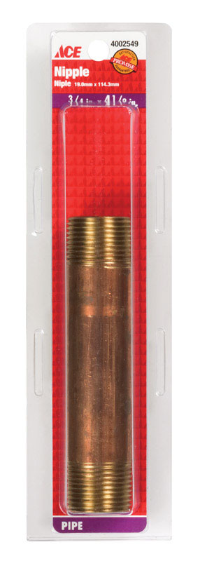 Ace 3/4 in. Male Male Brass Nipple 4-1/2 in. L