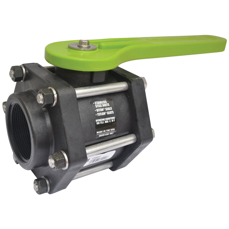 Green Leaf 2 in. Polypropylene FNPT Ball Valve Full Port Lever
