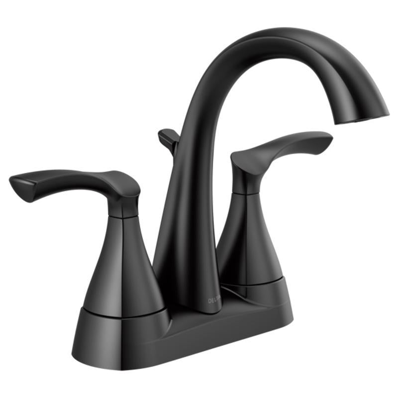 Delta Sandover Matte Black Traditional Centerset Bathroom Sink Faucet 4 in.