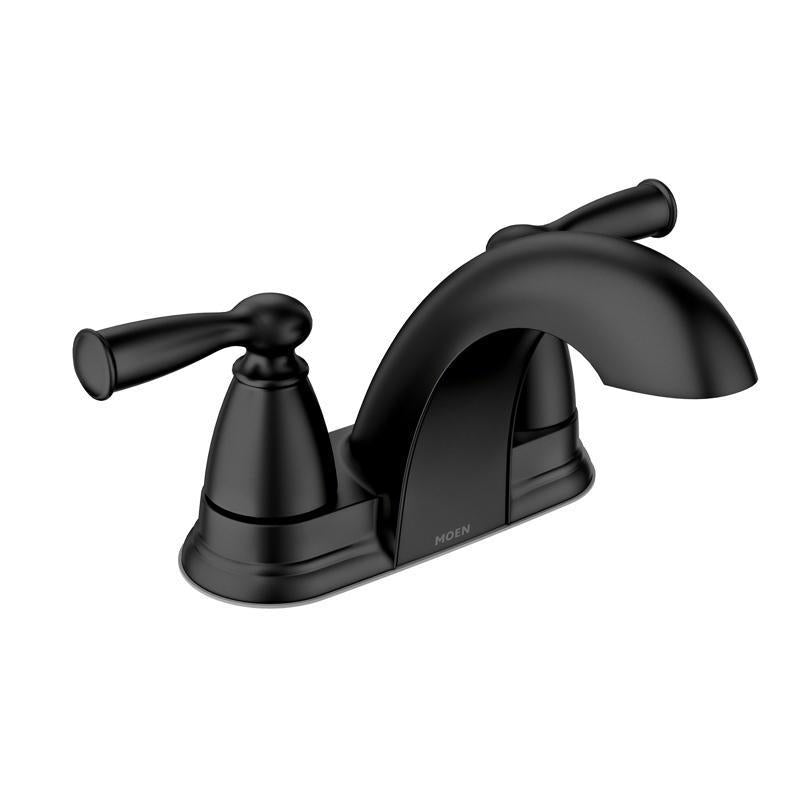 Moen Banbury Matte Black Transitional Centerset Bathroom Sink Faucet 4 in.