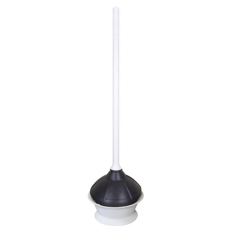 Korky Toilet Plunger with Holder 23 in. L X 6.5 in. D