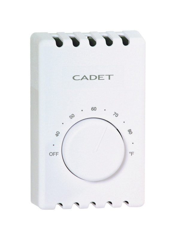 Cadet Wall Mount Heating Dial Double Pole Line Voltage Thermostat