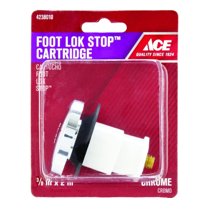 Ace Foot Lok Stop Cartridge 3/8 in. Chrome Plated Brass Drain Stopper