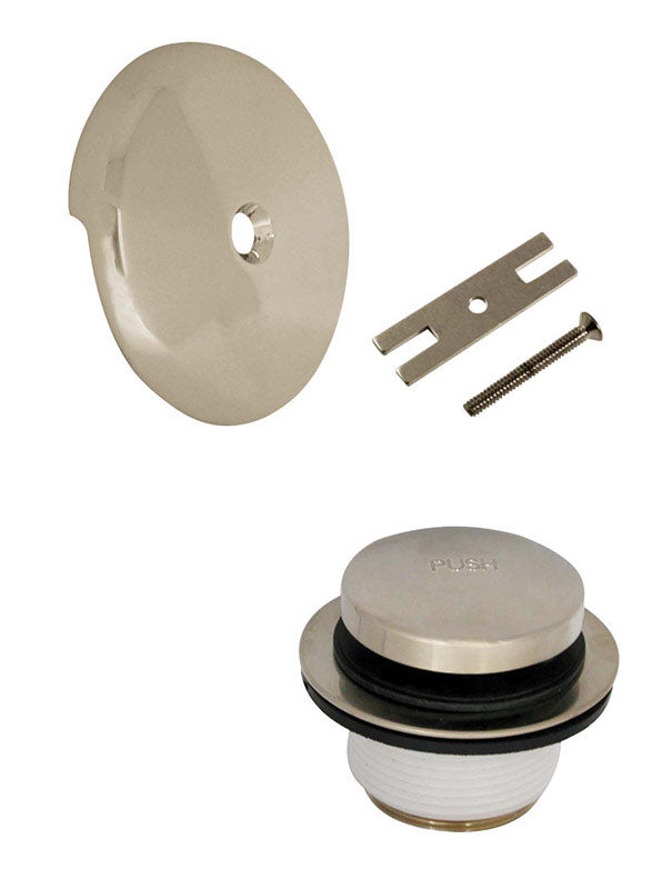 Danco 2-3/4 in. Brushed Nickel Gray Round Brass Overflow Plate