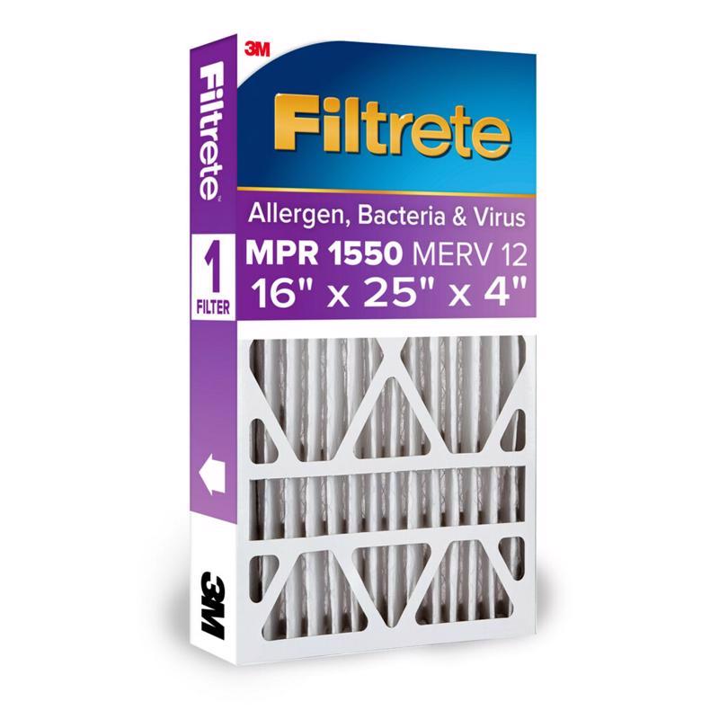 Filtrete 16 in. W X 25 in. H X 4-5/16 in. D Polyester 1550 MPR Pleated Allergen Air Filter 1 pk