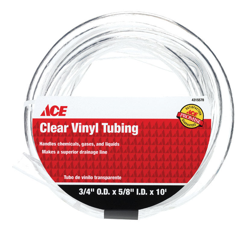 Ace ProLine 5/8 in. D X 3/4 in. D X 10 ft. L PVC Vinyl Tubing