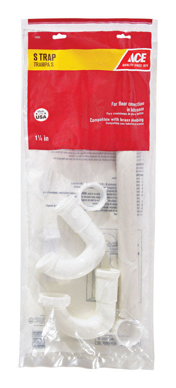 Ace 1-1/4 in. D X 20-1/2 in. L Plastic S-Trap