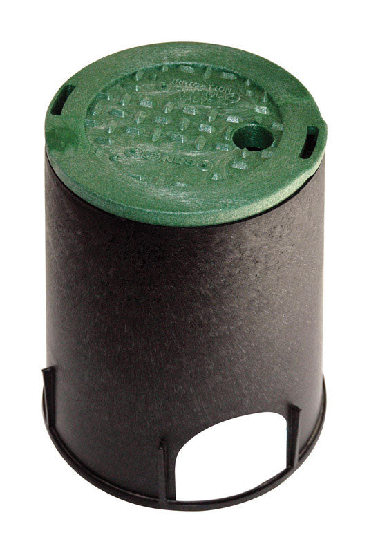 NDS 6-1/2 in. W X 9-1/16 in. H Round Valve Box with Overlapping Cover Black/Green