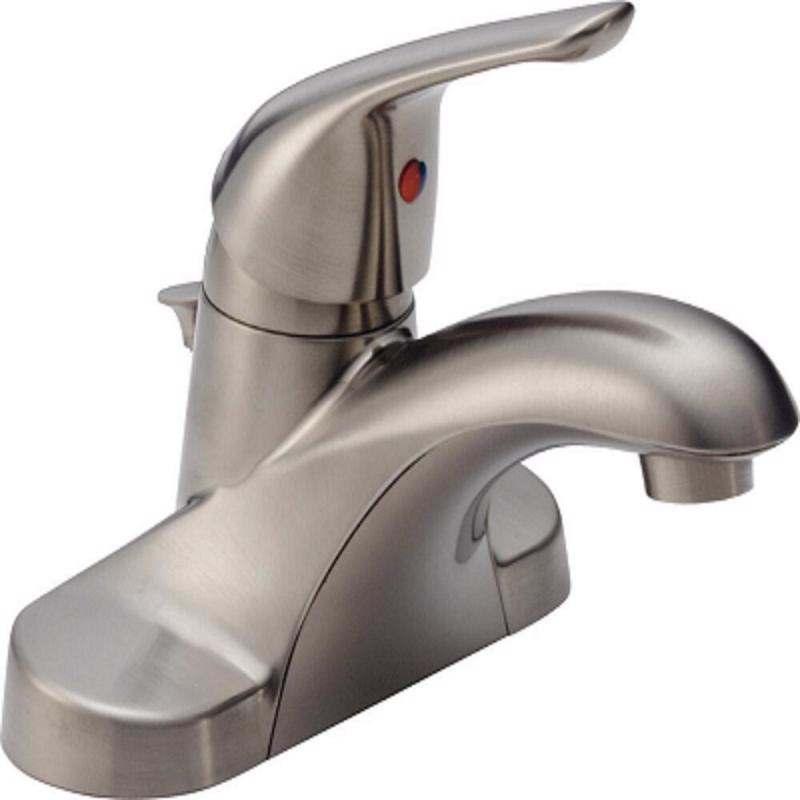 Delta Foundations Stainless Steel Traditional Centerset Bathroom Sink Faucet 4 in.