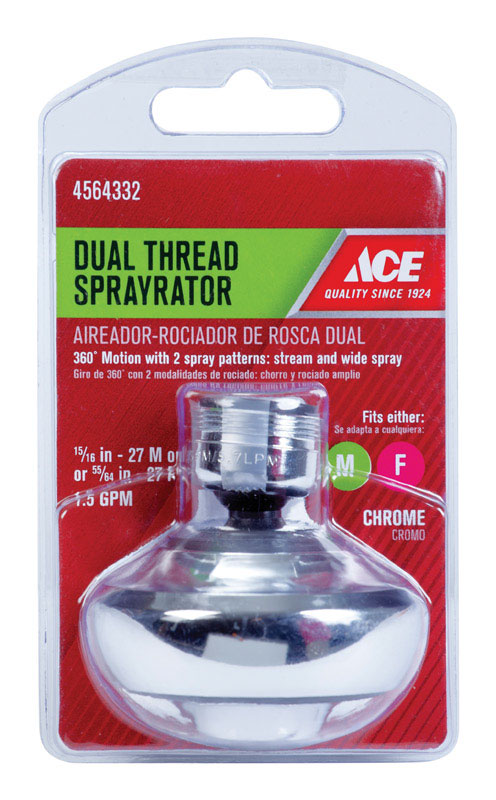 Ace Dual Thread 15/16 in.- 27M x 55/64 in.-27F Chrome Swivel Sprayrator