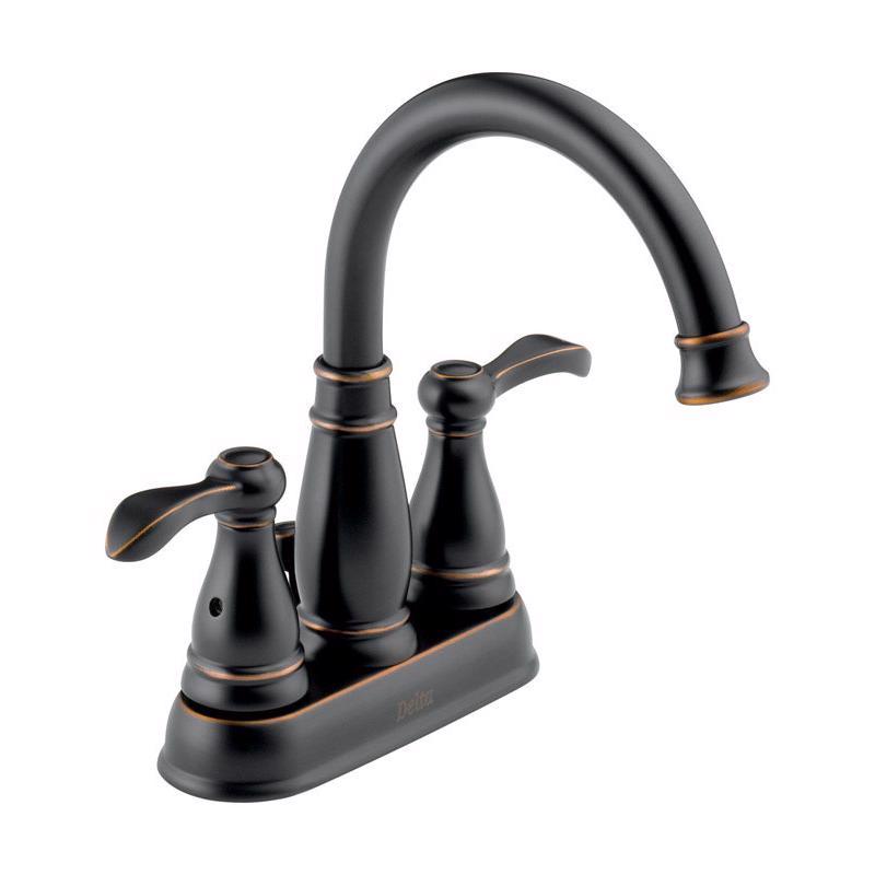 Delta Porter Oil Rubbed Bronze Contemporary Centerset Bathroom Sink Faucet 4 in.