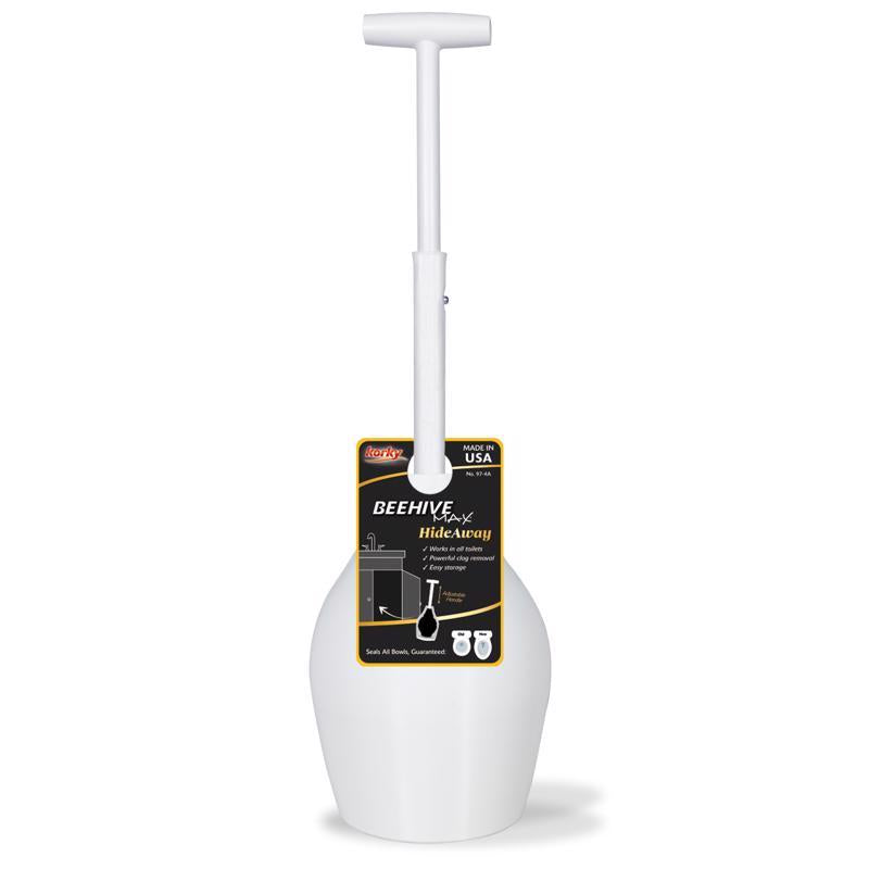 Korky Beehive Max Hideaway Toilet Plunger with Holder 16 in. L X 6 in. D