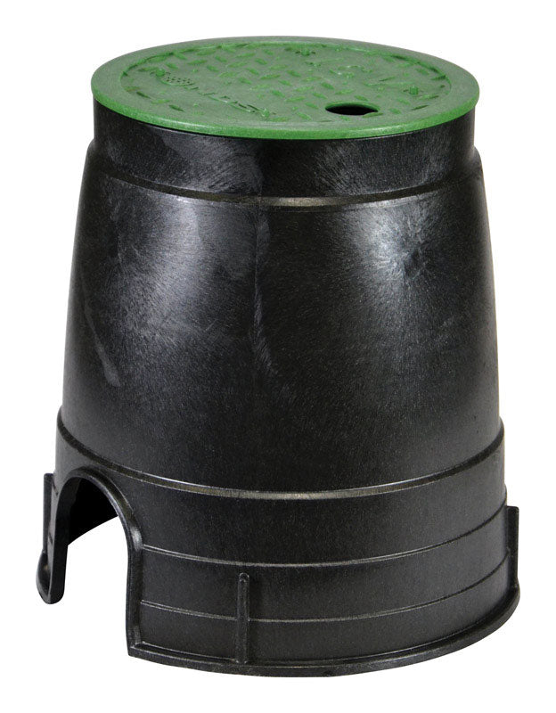 NDS 8.5 in. W X 8.5 in. H Round Valve Box with Overlapping Cover Black/Green
