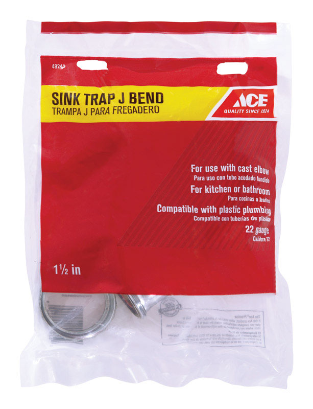 Ace 1-1/2 in. D Chrome Plated Brass J Bend
